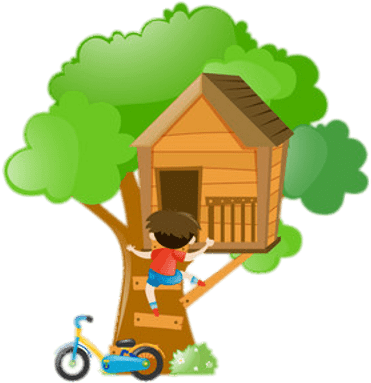 Download Boy Climbing Up A Treehouse Treehouse Cartoon Full Size Png Image Pngkit