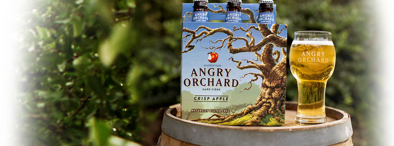 Angry Orchard Refreshing Hard Cider With Attitude - Angry Orchard Crisp Apple Hard Cider - 6 Pack, 12 Fl (1290x479), Png Download