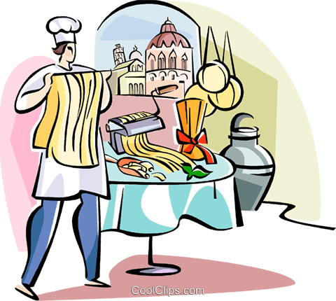 Italian Chef Making Pasta Royalty Free Vector Clip - Pasta Making Clip Art (480x430), Png Download