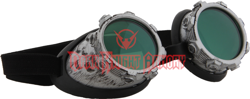 Steampunk Goggles Png For Kids - Cyber Steam Goggles Silver With Green Lenses (864x864), Png Download