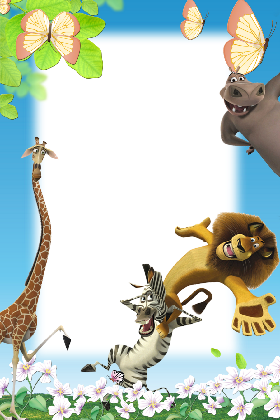 Animals Frame Png Clipart Borders And Frames Cuadro - Madagascar: The Movie Storybook (900x1346), Png Download