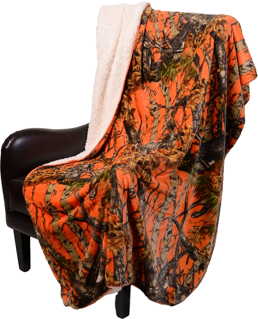 Download Orange Camo Sherpa Throw Blanket 20 Lakes Orange Hunter Camo
