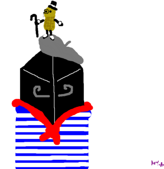 Fancy Mister Peanut Mounted Monsieur Obsidian Obelisk - Cartoon (500x350), Png Download