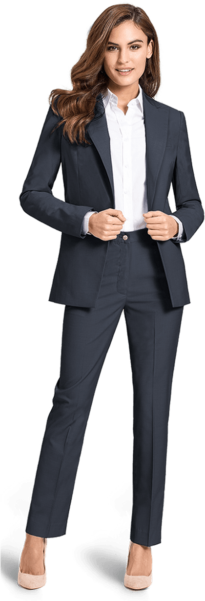 Blue Wool Blend Pant Suit - Woman Suit (437x1258), Png Download