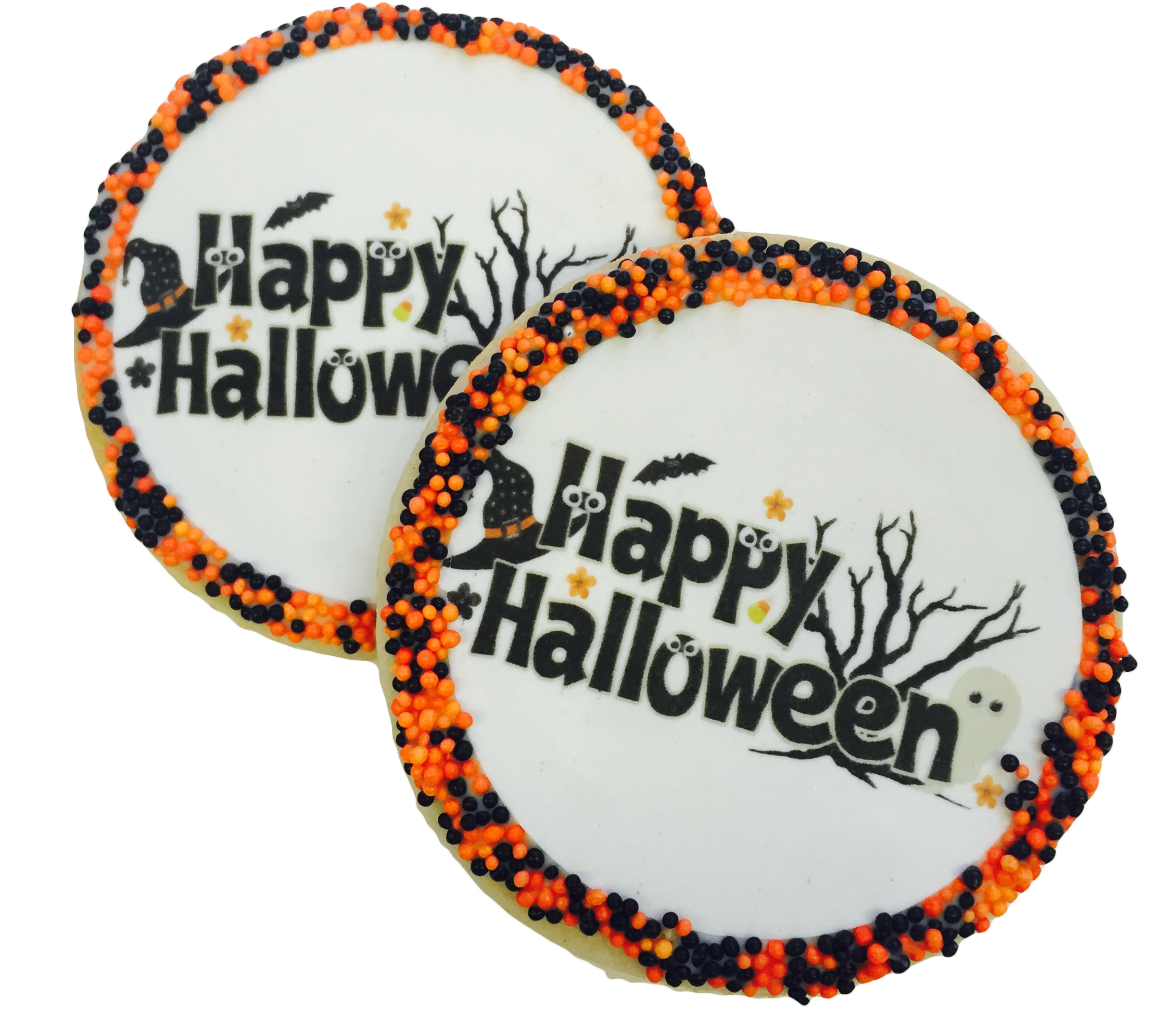 "happy Halloween" Sugar Cookies With Nonpareils - Deadpool Costume Adult Man Top Halloween Cosplay Party (2448x2520), Png Download