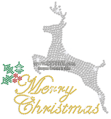 Crystal Rhinestone Merry Christmas Deer Iron-on Transfer - Iron-on (450x450), Png Download