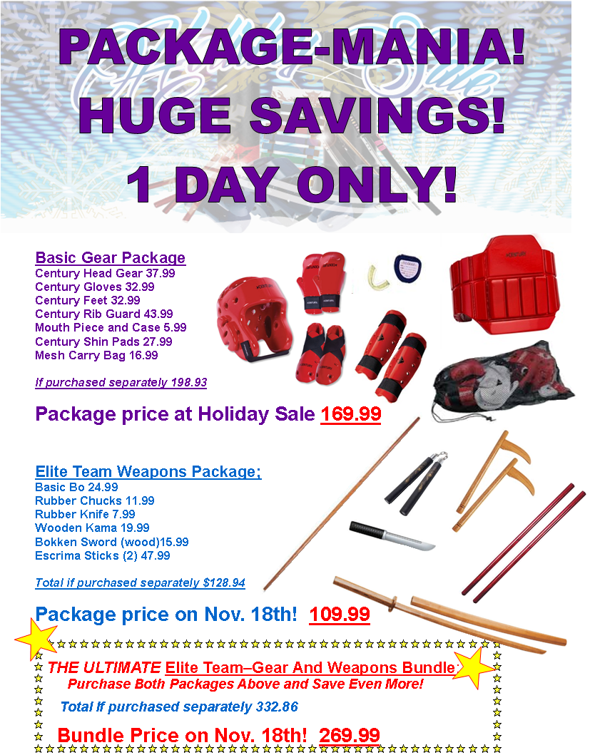 Basic Gear And Weapons Pkge Flyer - Century Blue Karate Sparring Gear Set With Bag (834x1078), Png Download