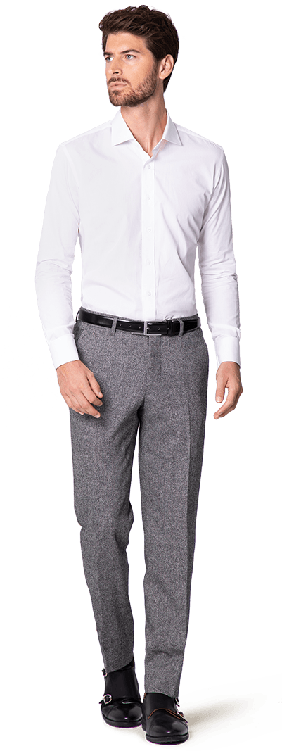 New Grey Slim Fit Tweed Pants - Shirt (400x1089), Png Download