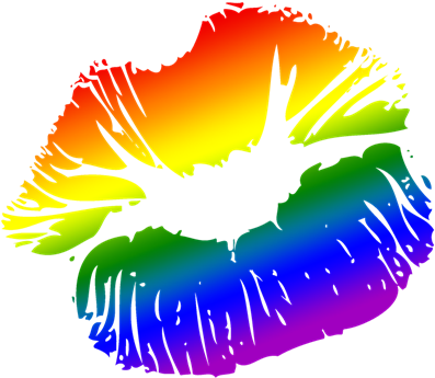 Big Kissing Lips - Big Rainbow Lips Note Cards (pk Of 20) (400x400), Png Download