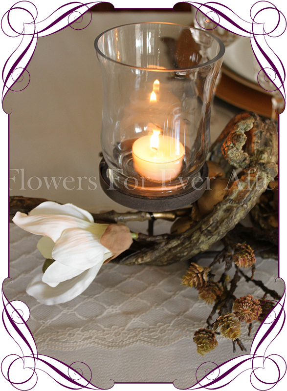 Rustic Christmas Table Centrepiece Candle Decoration - Candle (608x822), Png Download