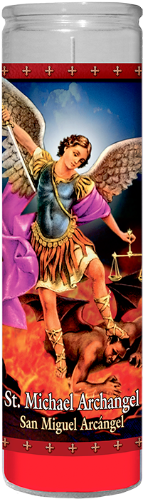 Michael Archangel - Set Of 2 St Michael Prayer Candles 2 Veladoras De San (247x750), Png Download