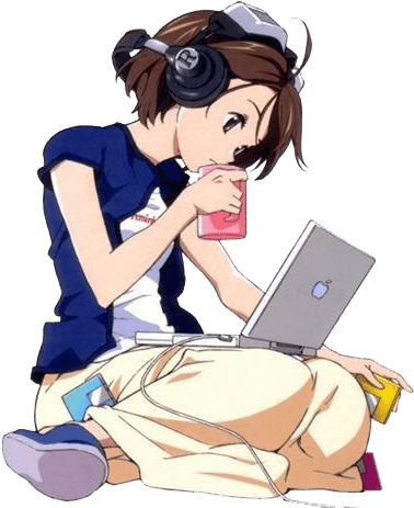 Cartoon Girl Gaming - Anime Girl Computer Png (408x462), Png Download