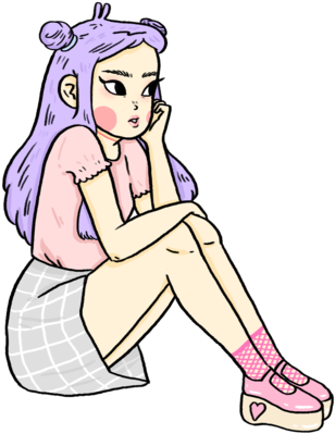 “dress Like A 90's Anime Girl, Shop At Milk Club” - Transparent Aesthetic Girl (377x490), Png Download