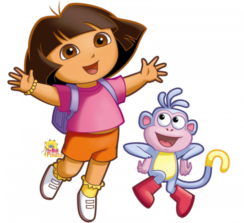 Vector Children With Monkey - Dora The Explorer Png (500x458), Png Download