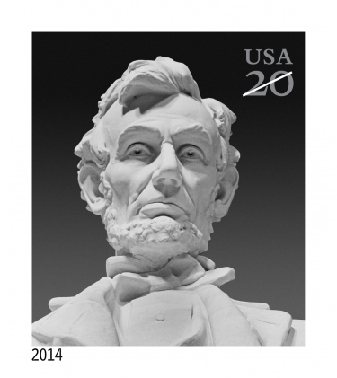 Abraham Lincoln Memorial Statue, 20¢ - Lincoln Stamp (375x421), Png Download