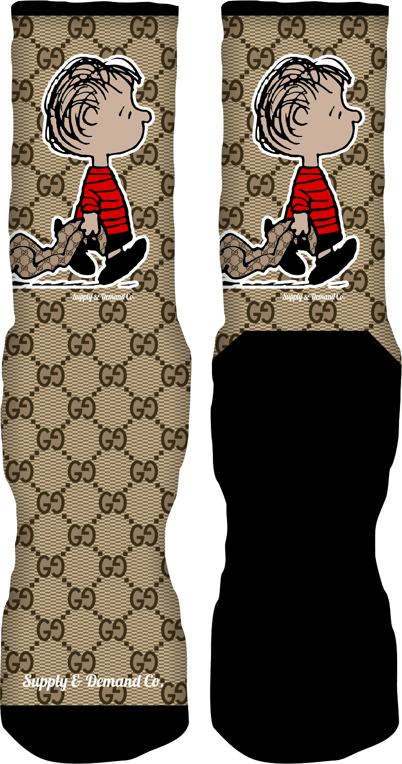 Supply & Demand-linus Gucci Blanket Custom Socks - Gucci Blanket (829x1574), Png Download