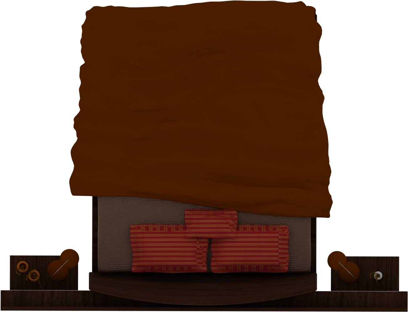 Cama Doble Naranja - Cama En Formato Png (1370x1049), Png Download