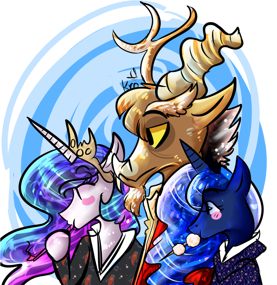 Tsukimis, Crossover, Discord, Princess Celestia, Princess - Equestria (900x938), Png Download
