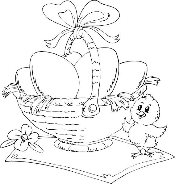 Easter Egg Basket - Easter Eggs In A Basket Coloring Pages (567x596), Png Download