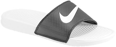 Nike Benassi Swoosh Slide - Men's Black/white/white (500x500), Png Download