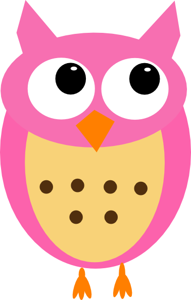 Pink Owl No Branch Clip Art - Owl Cartoon Pink Png (378x594), Png Download