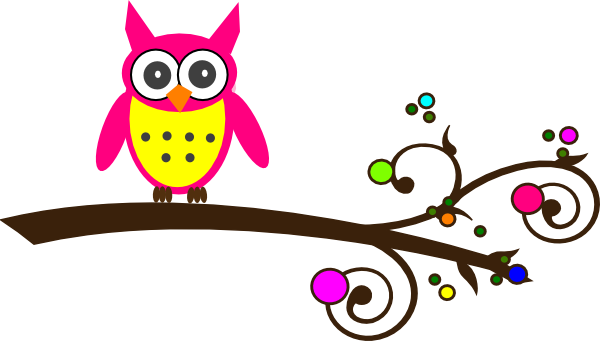 How To Set Use Pink Owl Colorful Branch Clipart - Colorful Owls Clip Art (600x341), Png Download