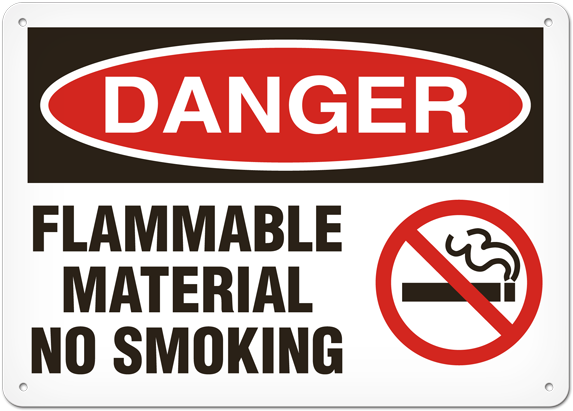 Safety Sign, Danger Flammable Material No Smoking, - Scarborough, North Yorkshire (600x449), Png Download