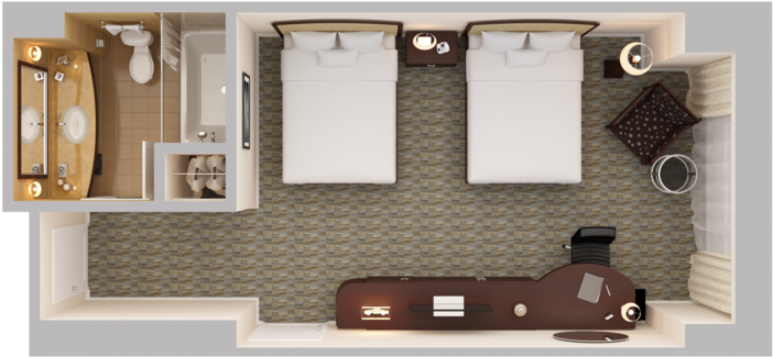 Double Queen Deluxe Guestroom - Deluxe Room Top View (1024x768), Png Download