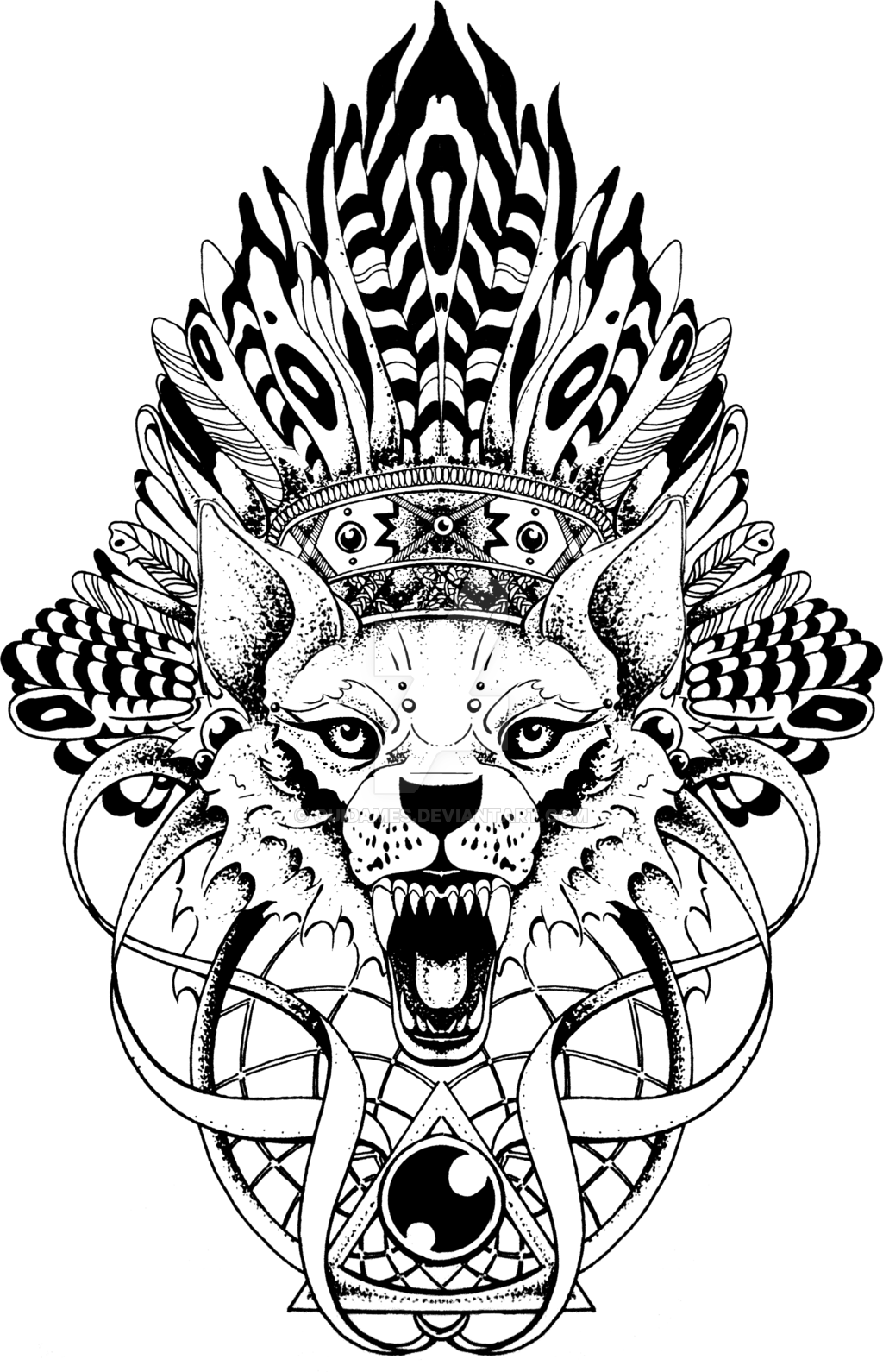 Angry Wolf By Quidames-d6bxdir - Wolf Totem Pole Tattoo (1024x1590), Png Download