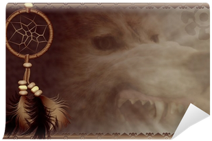 Art Print: Sateda's Dreamcatcher With Angry Wolf, 24x16in. (400x400), Png Download
