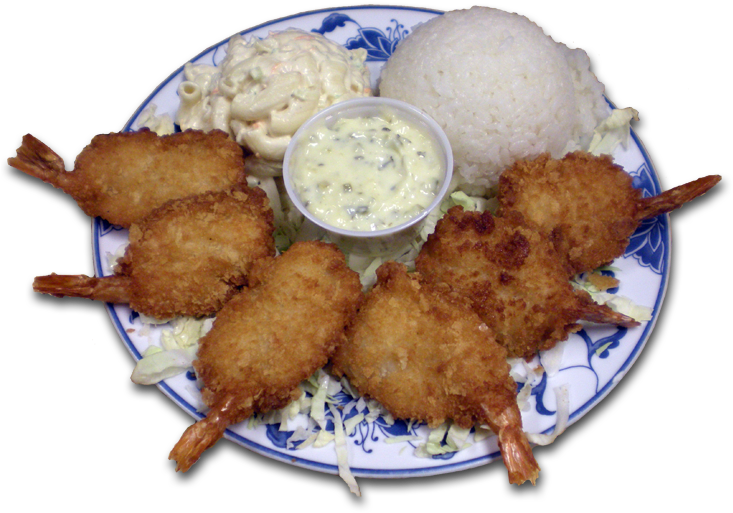 Fried Shrimp Plate Lunch - Restaurant (750x527), Png Download