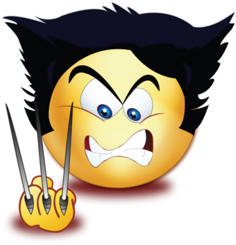 Angry Wolf Scissor Hands - Cartoon (384x384), Png Download