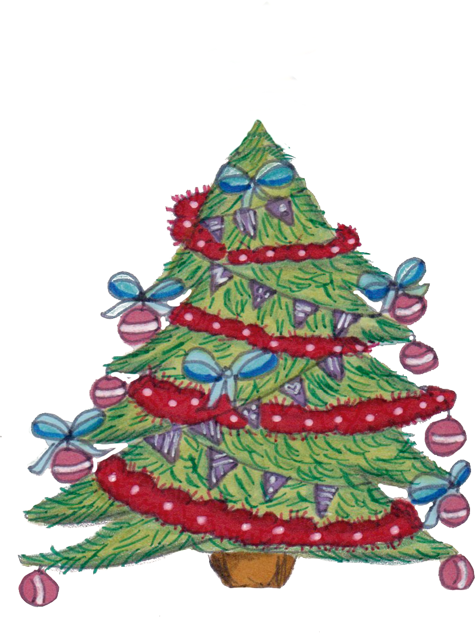 Painted Decorated Christmas Tree Png Transparent - Christmas Tree (1024x1448), Png Download