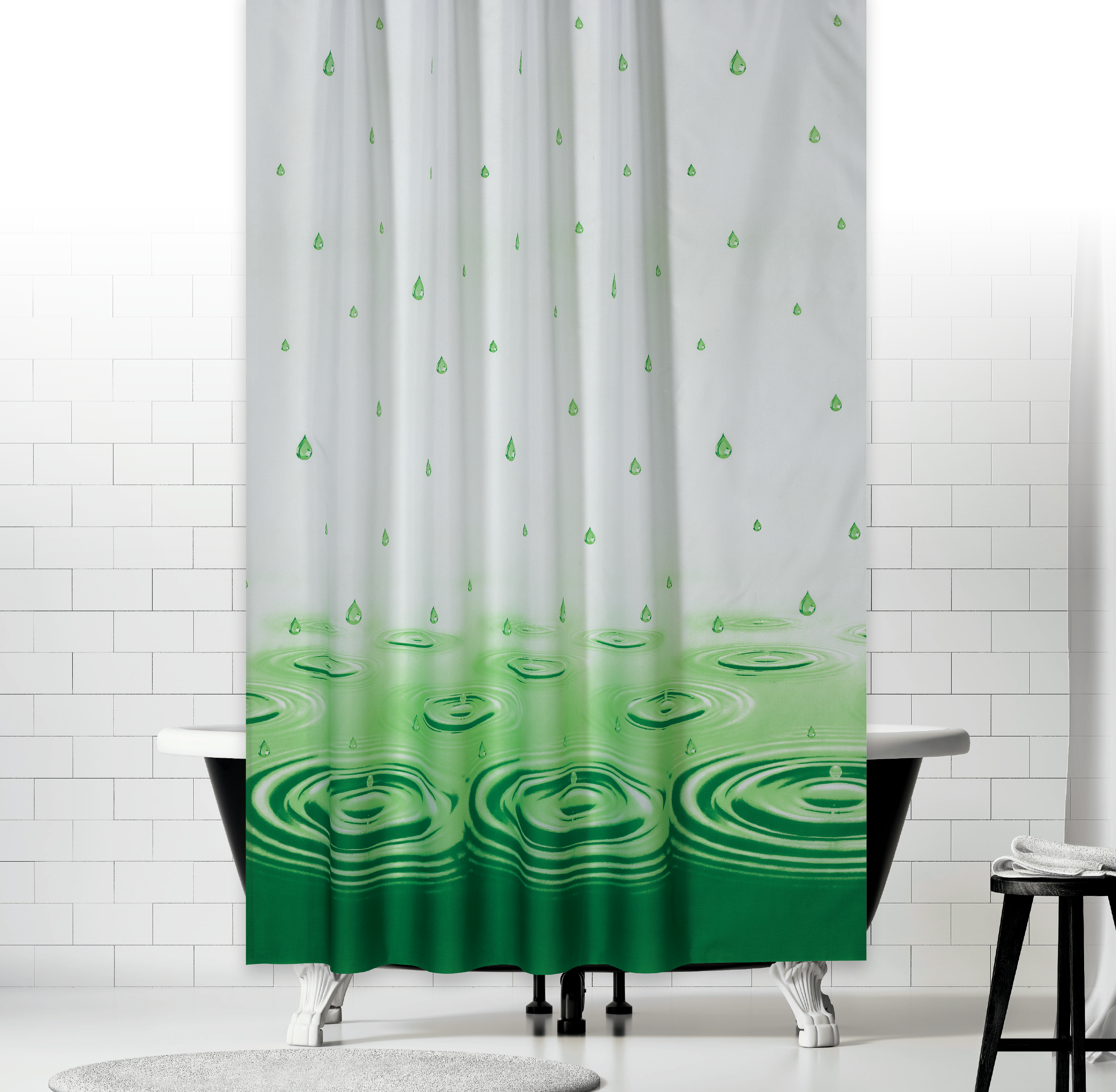 Beautiful Extra Long And Wide Fabric Shower Curtain (2655x2598), Png Download