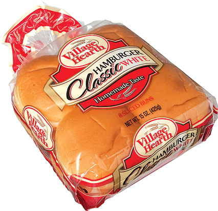 Classic White Hamburger Buns - Village Hearth Rolls, Slender Rounds, Classic White, (525x414), Png Download