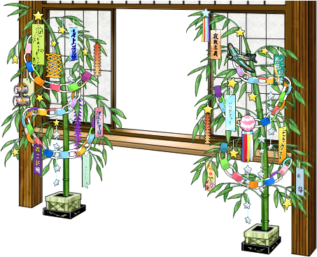 Window With Tanabata Decorations - Transparent Png Decorate Window (460x366), Png Download