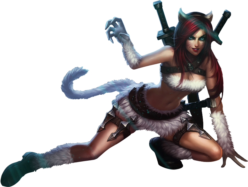 Kitty Kat Katarina Skin Png Image - League Of Legends Render Katarina (930x669), Png Download