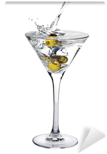 Martini Cocktail With Olives And Splash Wall Mural - Martini Glass (400x400), Png Download