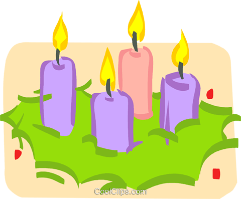 Velas De Adviento En Una Ofrenda Floral Libres De Derechos - Vela De Adviento Clipart (480x397), Png Download