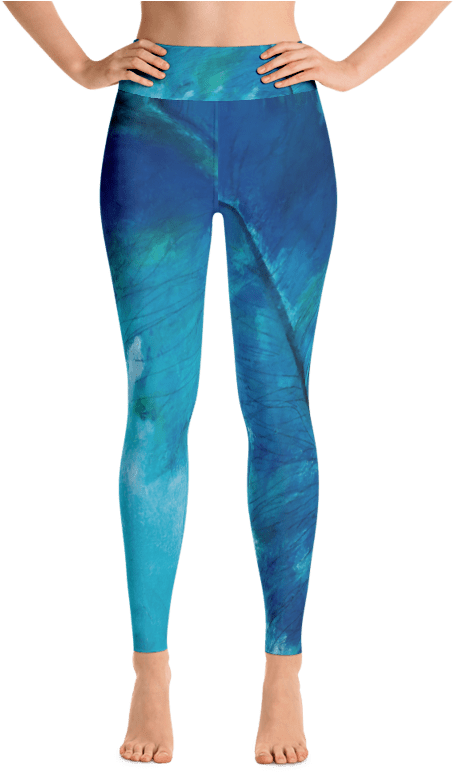 Blue Feather Leggings By Debbie Dannheisser - Yoga Pants (800x800), Png Download