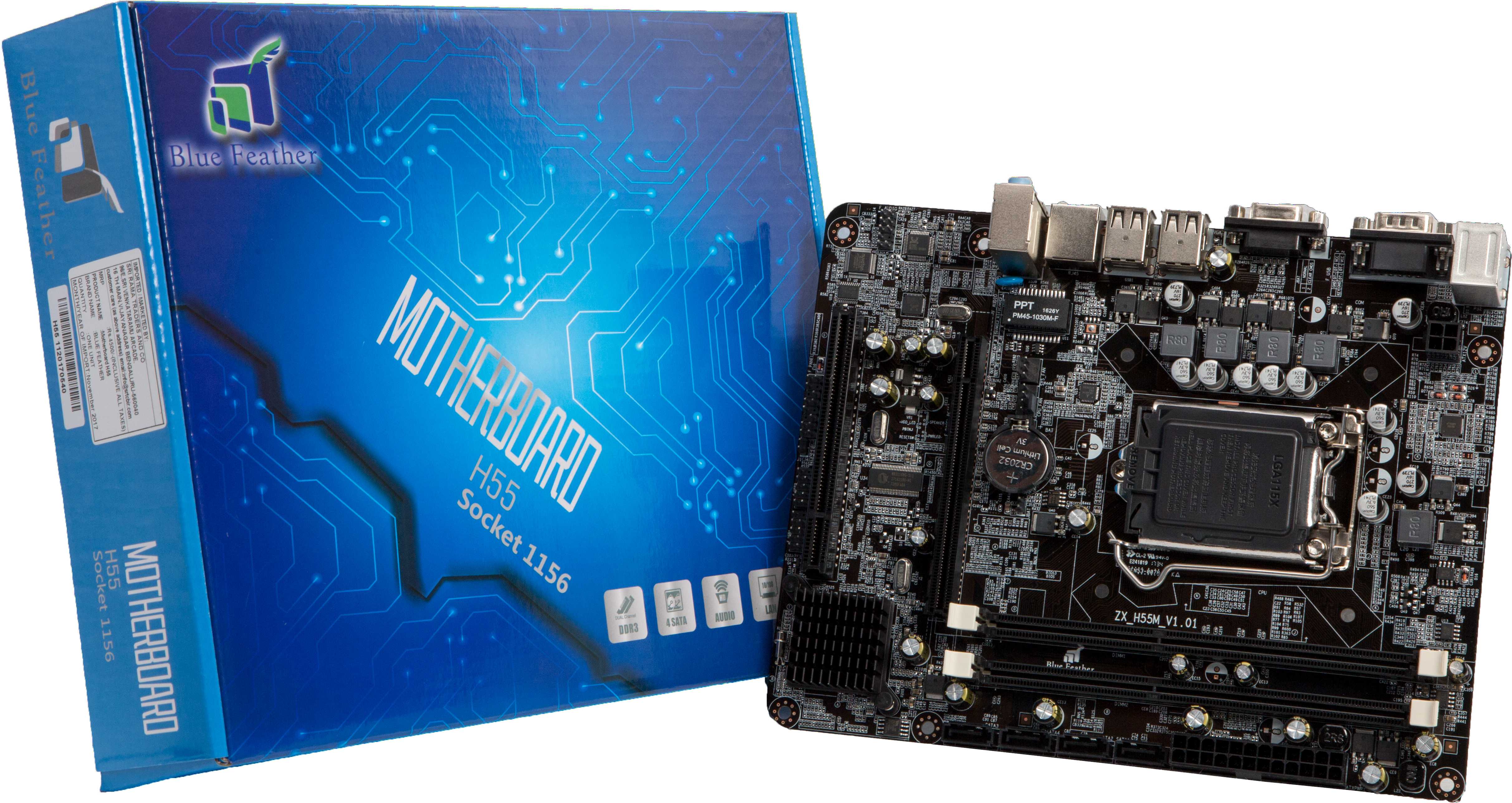 Blue Feather - Motherboard (5755x3710), Png Download