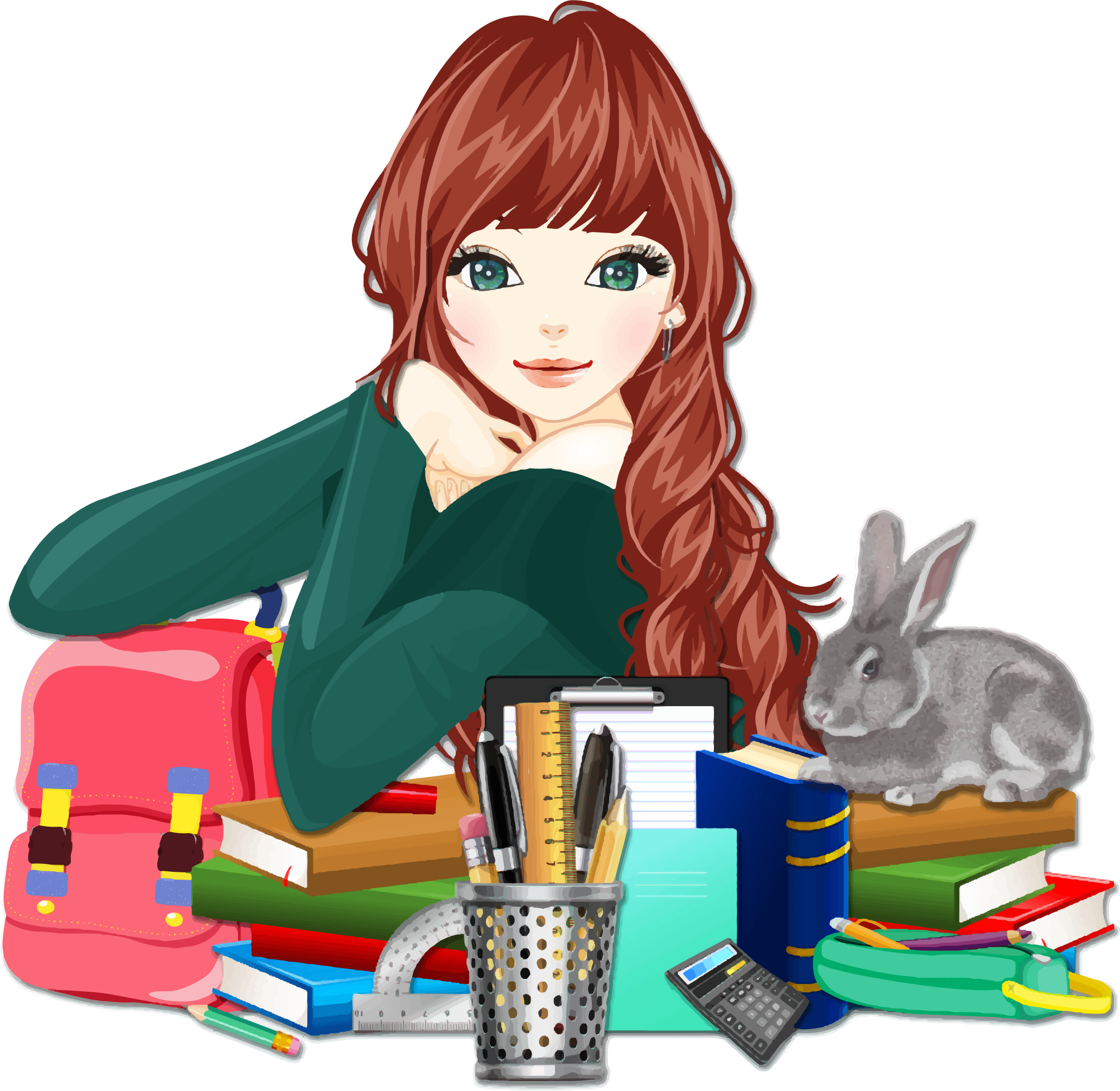 Middle School Girl Clipart (2008x1956), Png Download