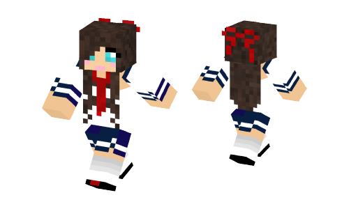 Minecraft Girls School Uniform Skin (500x300), Png Download