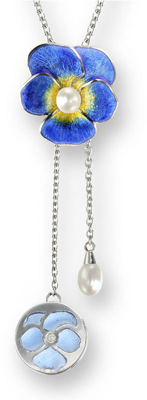 Nicole Barr Designs Sterling Silver Pansy Necklace-blue - Blue Pansy Necklace - Sterling Silver (800x800), Png Download