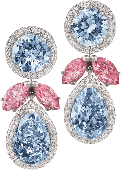 Natural Fancy Intense Blue And Pink Diamond Earrings - Jewellery (1024x1024), Png Download