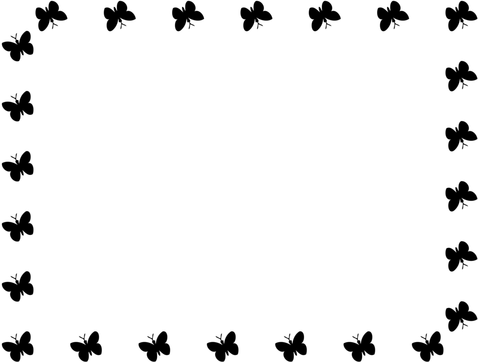 Borders And Frames Butterfly Drawing White Computer - Butterfly Border Black And White (987x750), Png Download