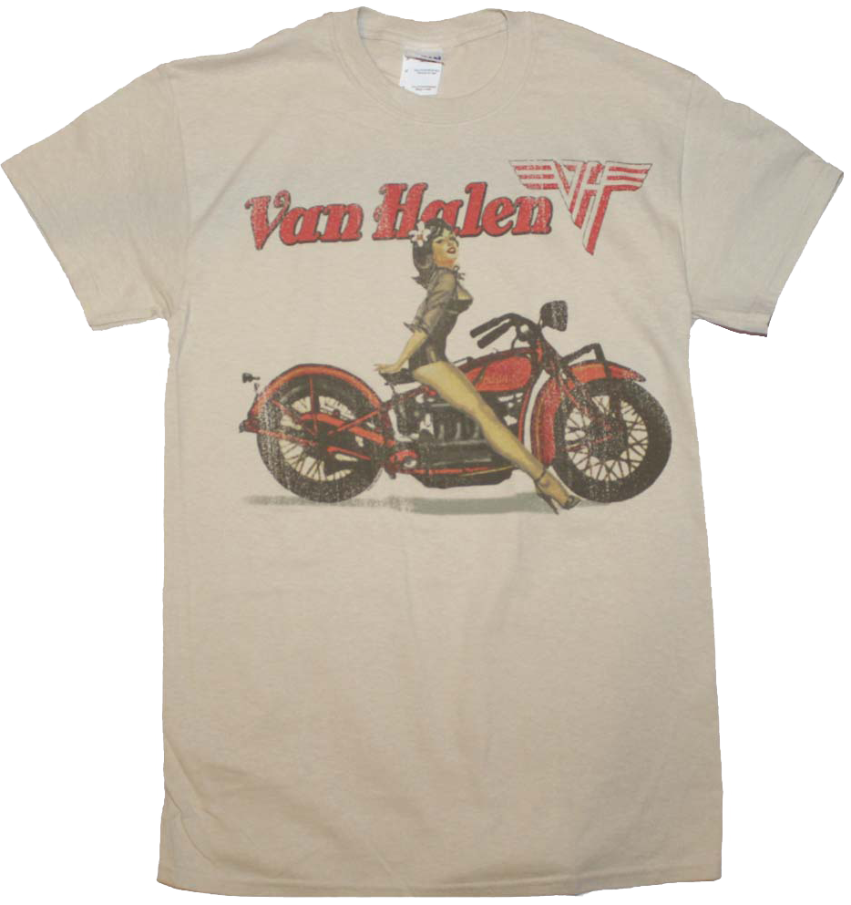 Biker Pinup Van Halen T-shirt - Van Halen Vintage T Shirt (934x993), Png Download