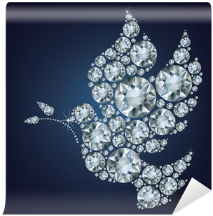 Peace Dove With Olive Branch Made From Diamonds Wall - Pillbox In A Round Shape Cockinsilver (400x400), Png Download