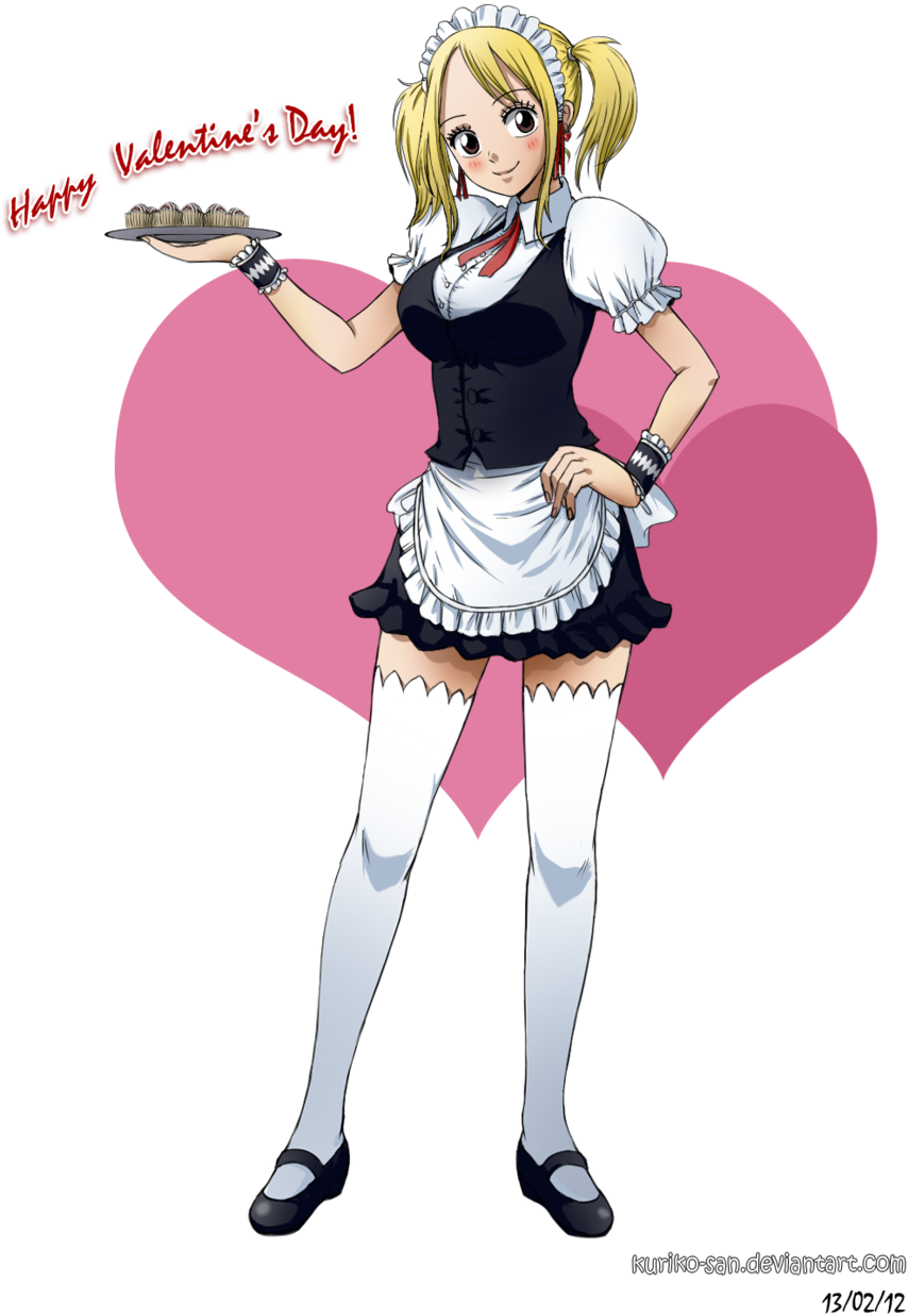 Fairy Tail Images Happy Valentine's Day Hd Wallpaper - Lucy Heartfilia Maid Outfit (900x1302), Png Download