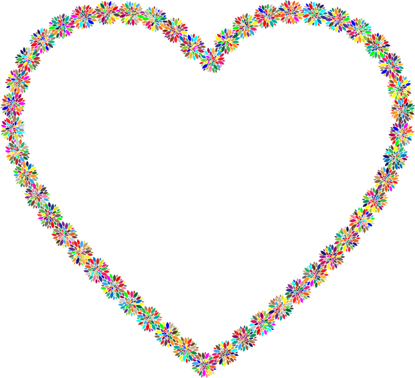 Flower Heart Necklace Shape - Floral Heart Outline Clipart (825x750), Png Download